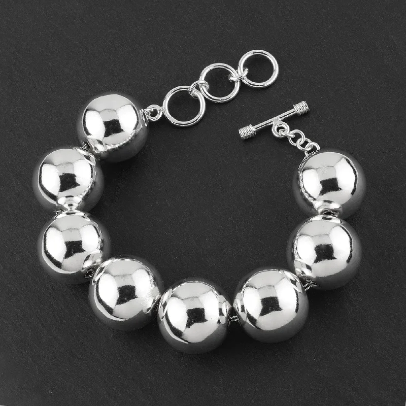 Huge Sterling Silver 22mm Ball Statement Bracelet