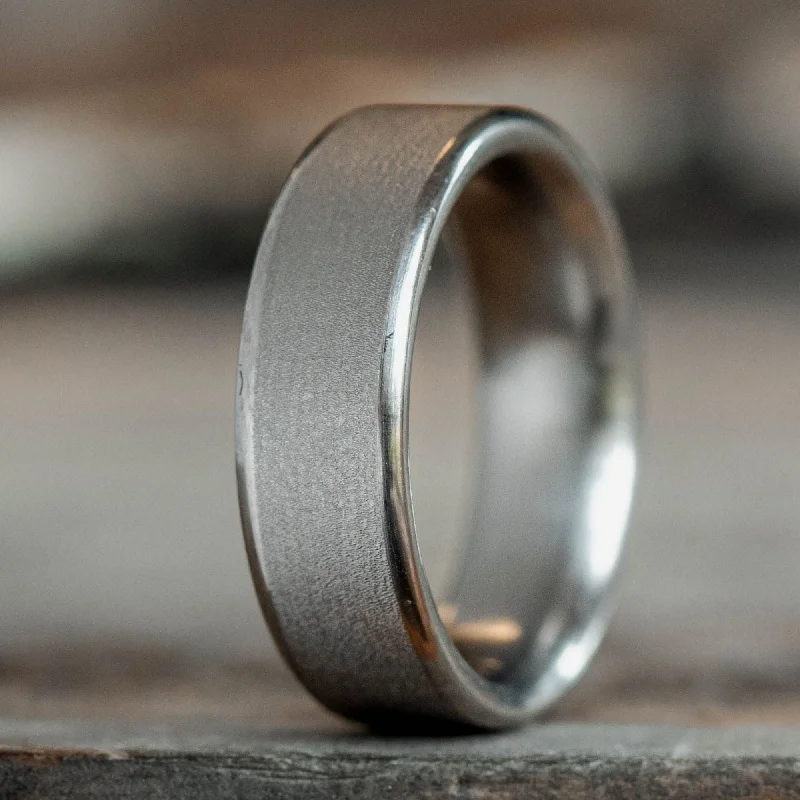 (In -Stock) The Aerodyne - Brushed Titanium Wedding Band - Size 4.75 | 6mm Wide