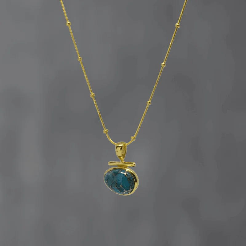 minimalist gold necklaces for women -Gold and Mojave Turquoise Bar Pendant Necklace