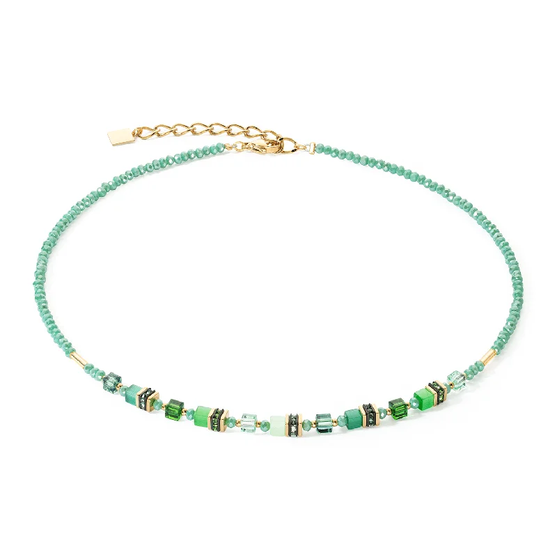 women’s pearl pendants -Coeur De Lion Green Mini Cubes Necklace