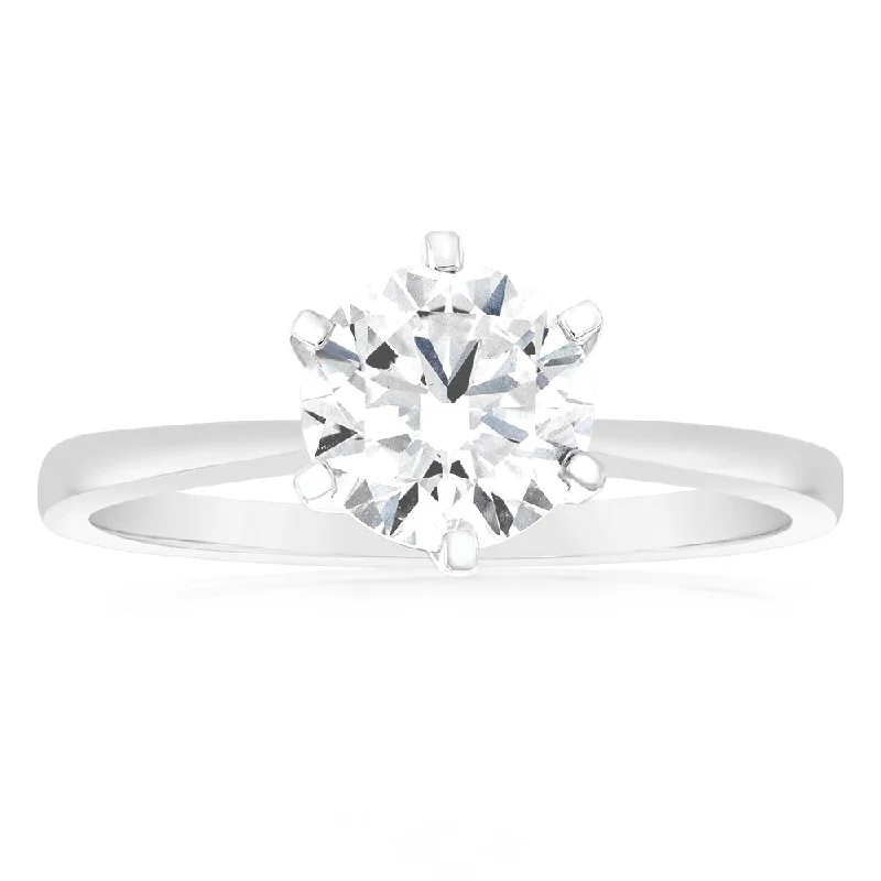 women’s engagement rings -Luminesce Lab Grown Certified 2 Carat Solitaire Engagement Ring in 18ct White Gold