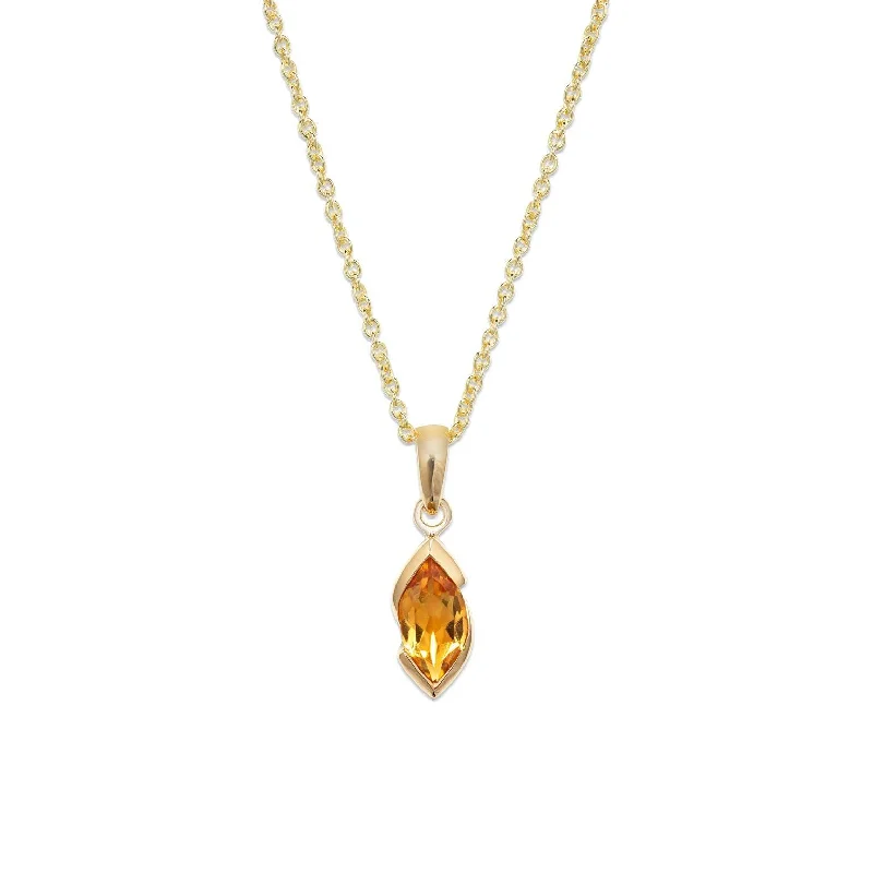 custom necklaces for women -Unique & Co Gold Citrine Pendant