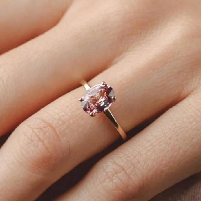 white gold engagement rings -Noelle Pink Spinel Gemstone Engagement Ring