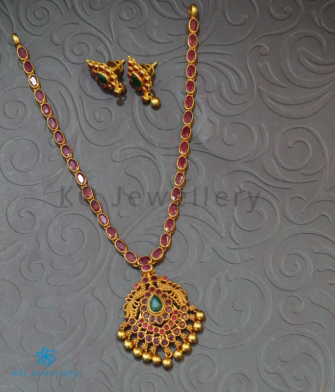 trendy choker necklaces for women -The Pratiksha Silver Peacock Kemp Necklace