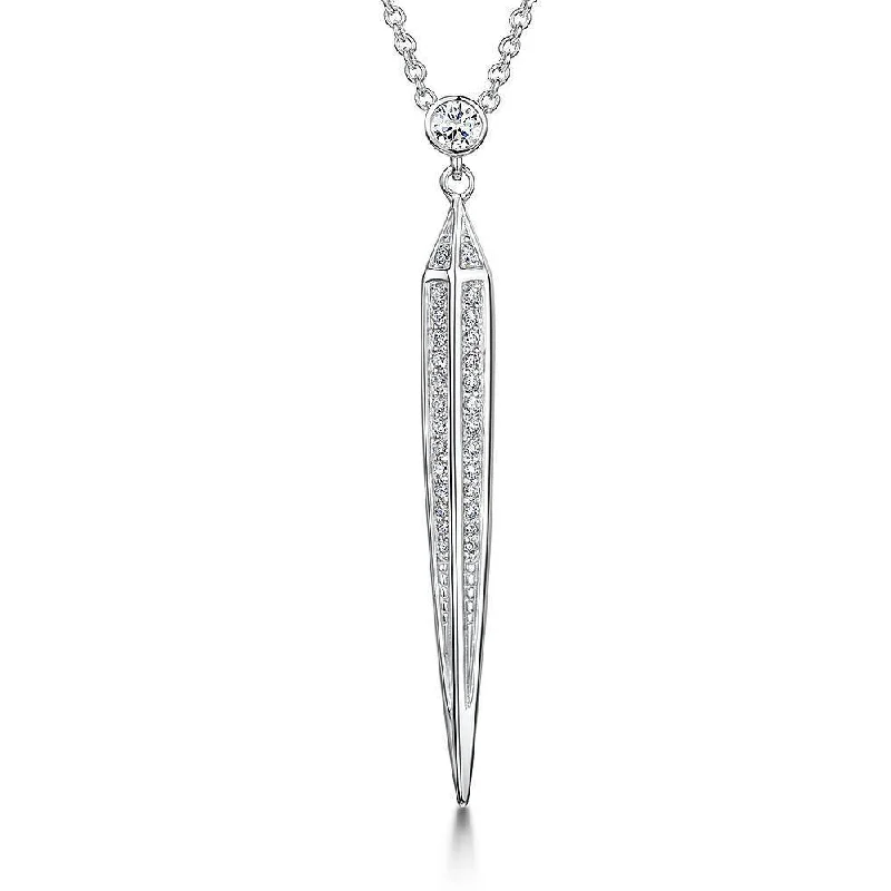 layered necklaces for women -Triangle Dagger Cubic Zirconia Necklace