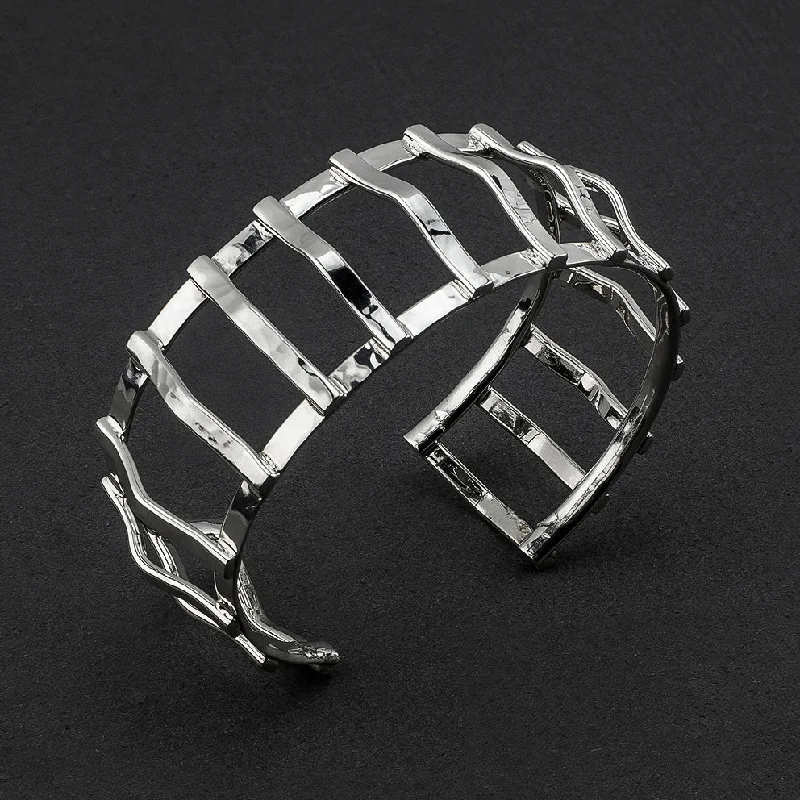 Sterling Silver Cage Cuff Bracelet