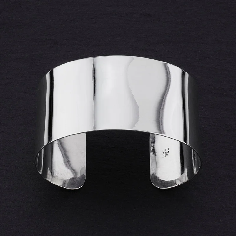 Wide Sterling Silver Plain Cuff Bracelet