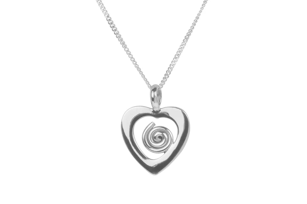 women’s pearl pendants -Silver Swirl Heart Necklace