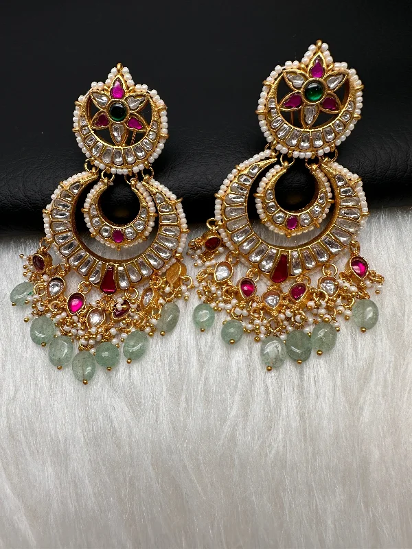 Jadau Kundan Statement Chandbali Earrings