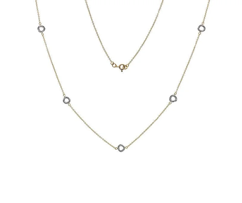 creative design necklaces for women -9ct Gold Chain with White Gold Circles Necklace