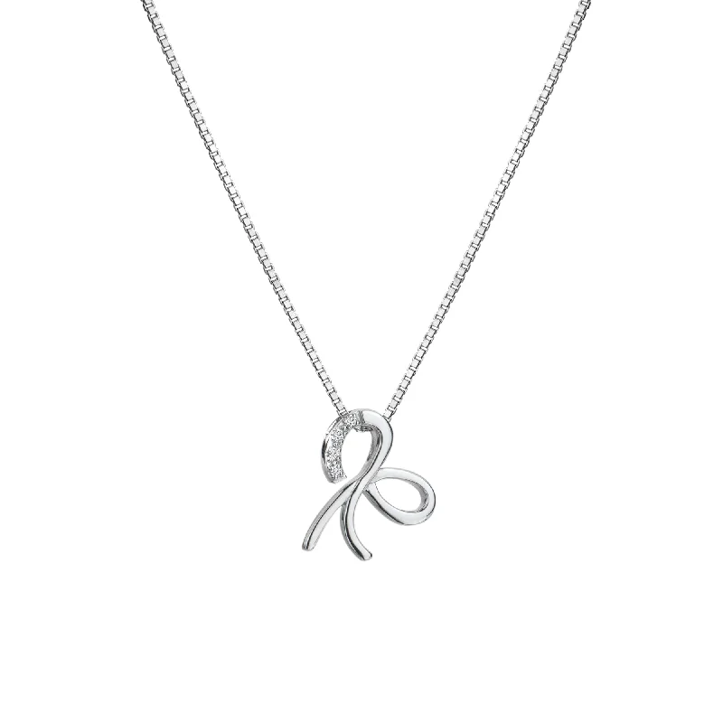 luxury gold necklaces for women -Hot Diamonds Sterling Silver Ribbon Pendant Necklace