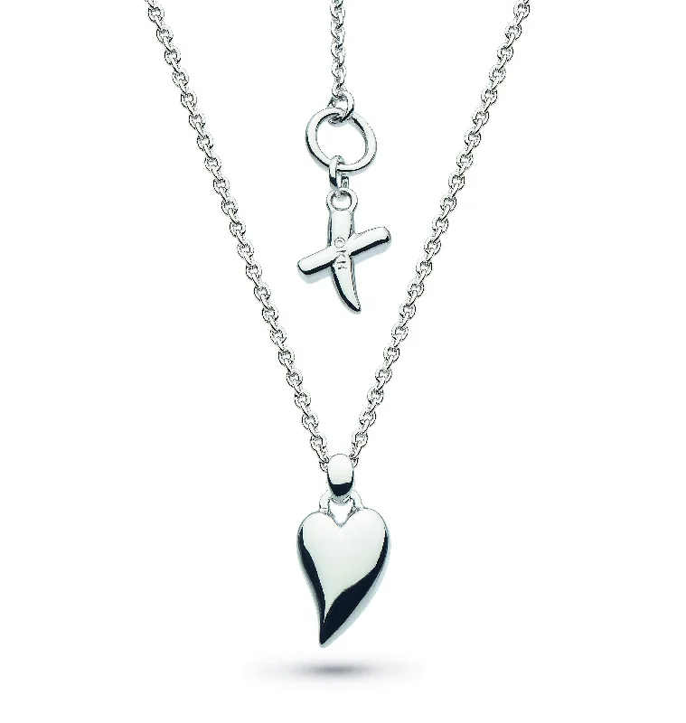 luxury diamond necklaces for women -Kit Heath Desire Kiss Rhodium Plate Mini Heart Necklace