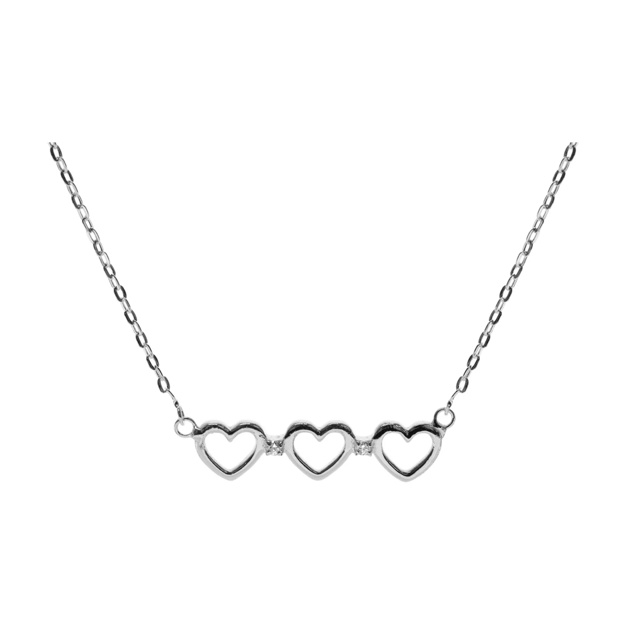 crystal necklaces for women -Sterling Silver Triple Open Heart Necklace