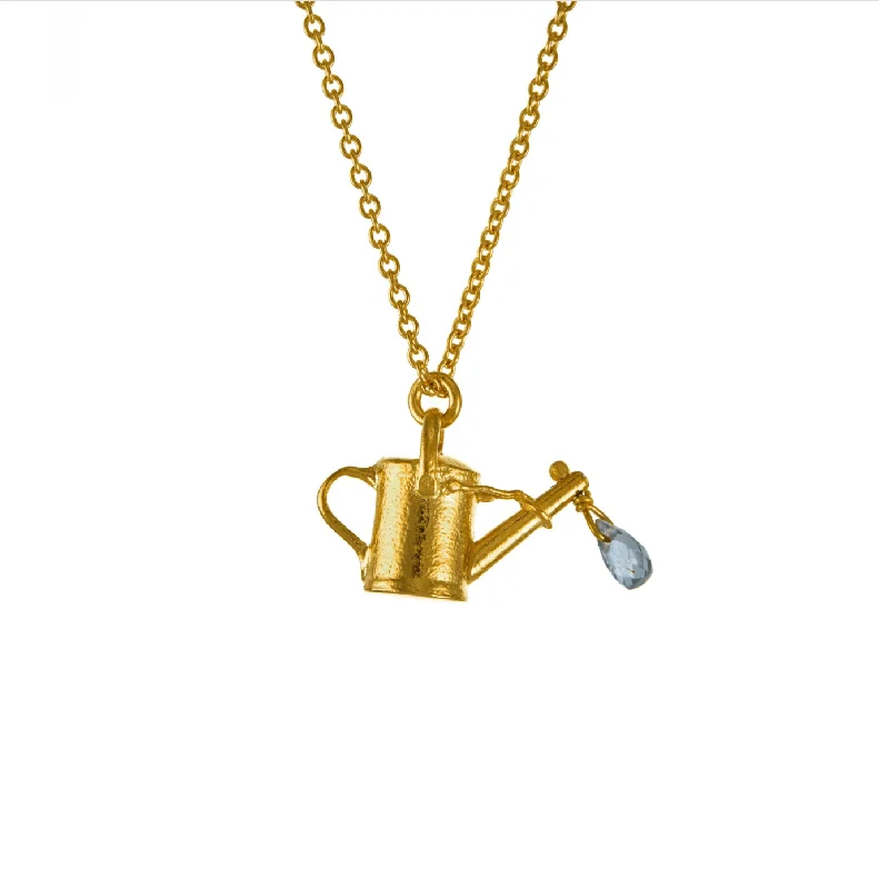 women’s crystal charm necklaces -Alex Monroe Gold Watering Can Necklace