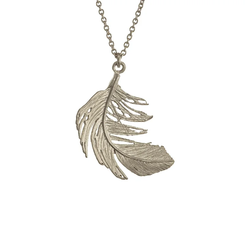 women’s heart necklaces -Alex Monroe Big Feather Necklace