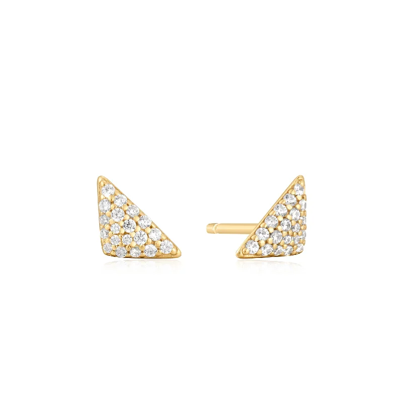 Gold Triangular Pavé Studs