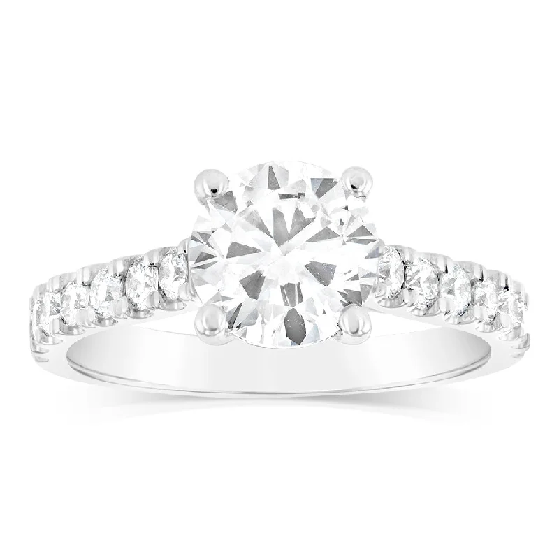 radiant engagement rings -Luminesce Lab Grown 18ct White Gold 2 Carat TW 1.5 Carat Certified Diamond Engagement Ring