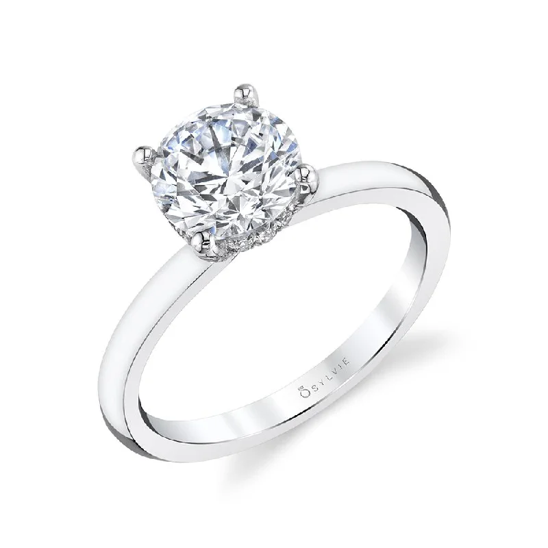 halo engagement rings for women -Sylvie Collection 14K White Gold Round Engagement Ring Setting