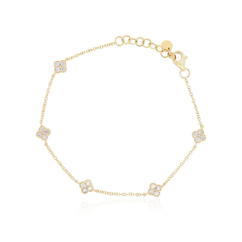 Diamond Clover Station Bracelet