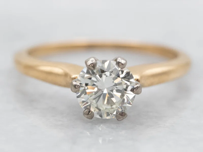 luxury gemstone engagement rings -Two Tone Yellow and White Gold Diamond Solitaire Engagement Ring