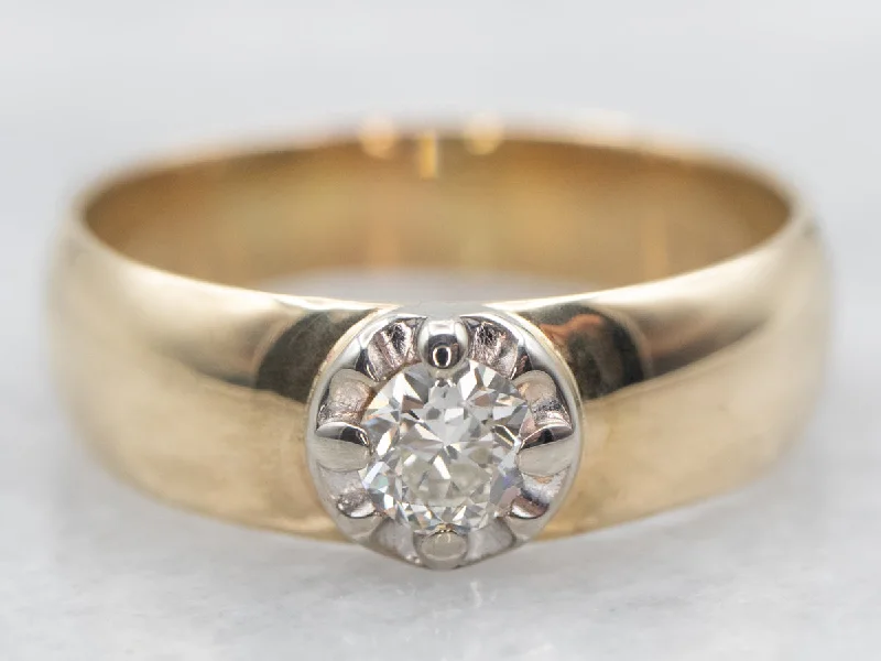 high-end engagement rings -Vintage Old Mine Cut Diamond Engagement Ring