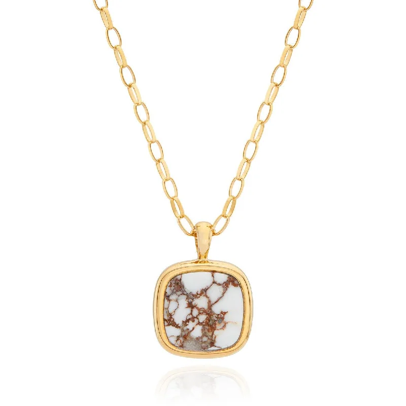 diamond heart necklaces for women -Anna Beck Gold Vermeil White Buffalo Turquoise Pendant Necklace