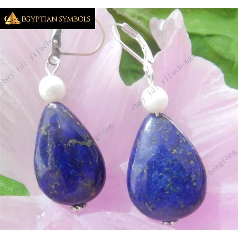 Egyptian Blue Lapis Lazuli Earrings-nice accessory