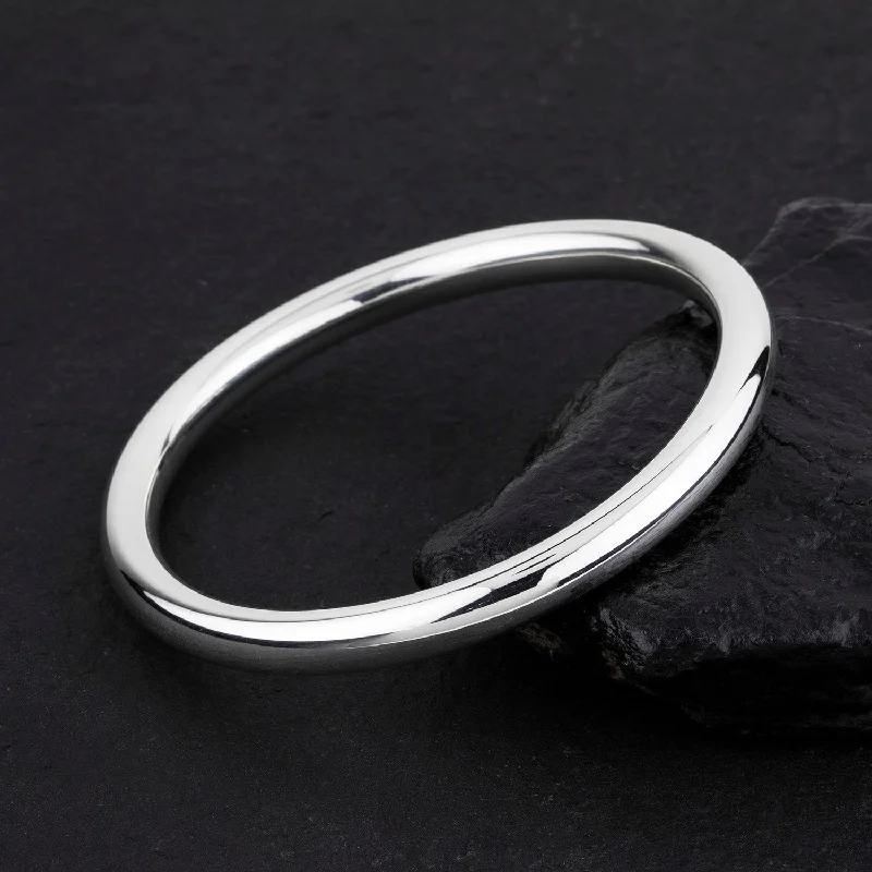 Sterling Silver Solid Round Tube Bangle