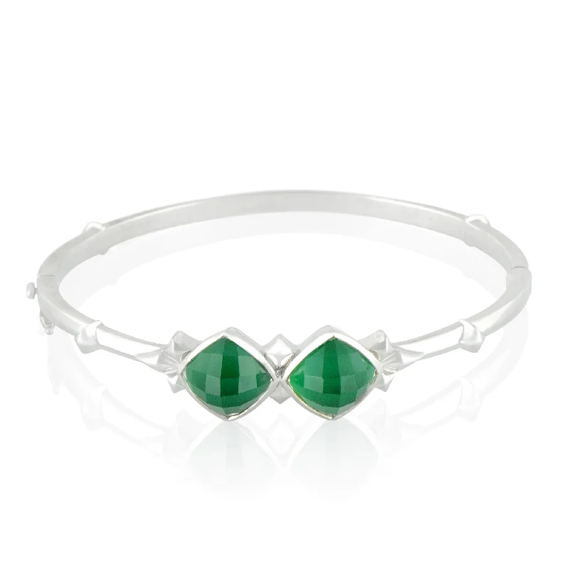 Stephen Webster Silver Chrysoprase and Quartz Bangle Bracelet