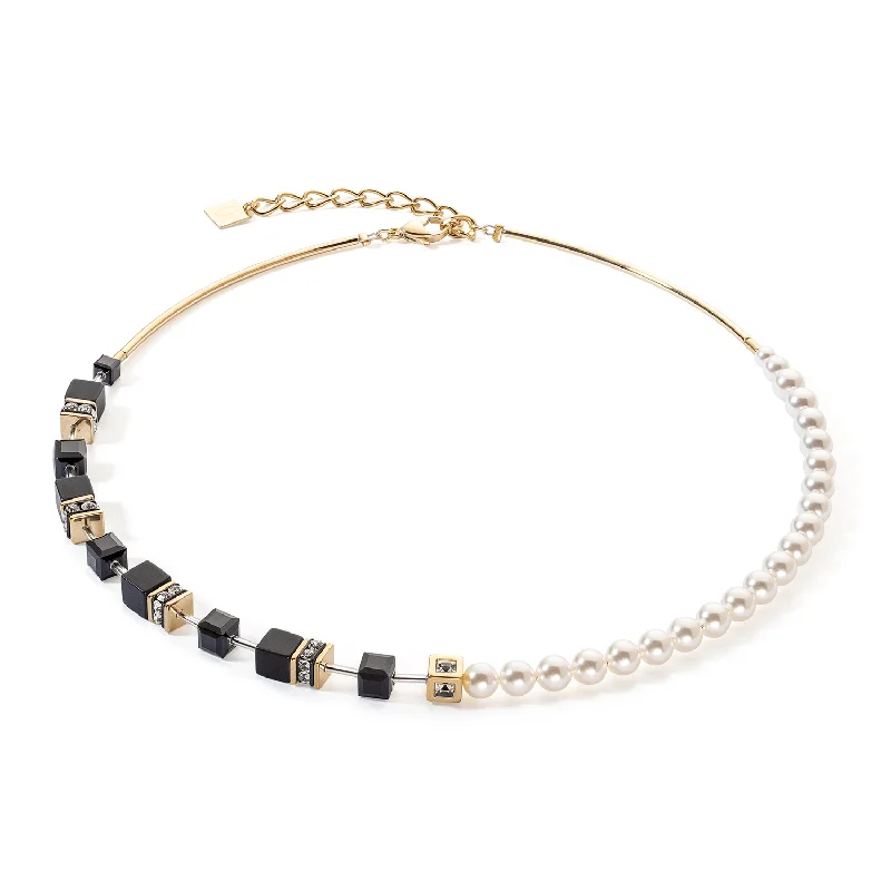 modern necklaces for women -Coeur De Lion Black Gold GEOCUBE® Fusion Pearls Necklace