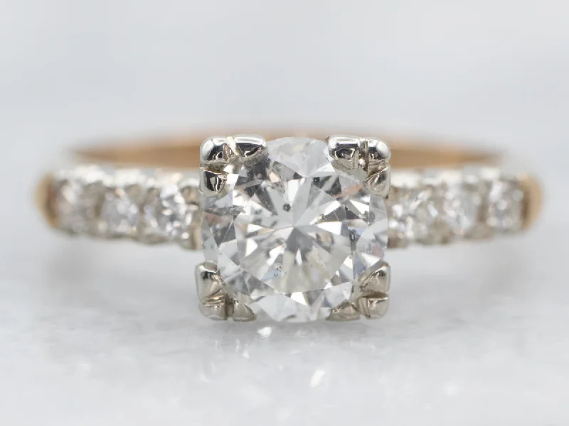 custom-designed engagement rings -Two Tone Diamond Engagement Ring with Diamond Accents