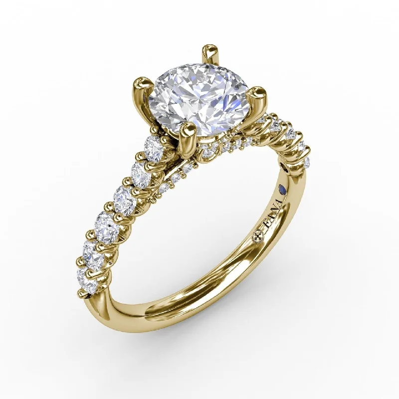 fancy cut engagement rings -Contemporary Diamond Solitaire Engagement Ring With Hidden Halo