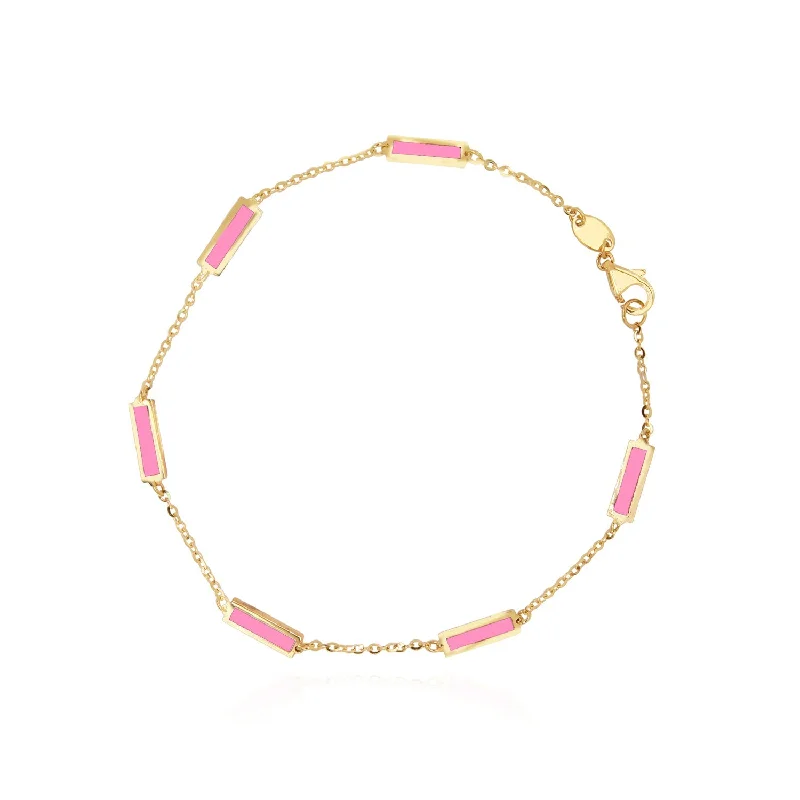 Bubblegum Pink Bar Chain Bracelet