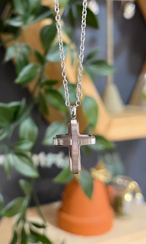 stylish modern necklaces for women -Unique & Co Stainless Steel Cross Pendant Necklace