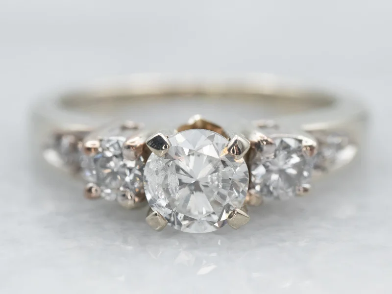 romantic engagement rings for women -White Gold Diamond Engagement Ring with Diamond Accents