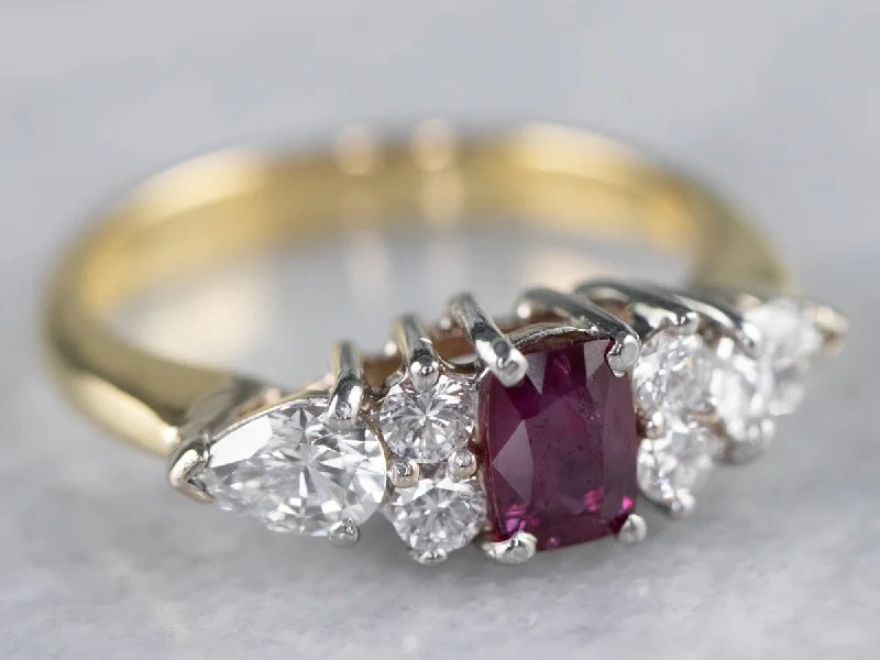 anniversary engagement rings -18K Gold Ruby and Diamond Engagement Ring