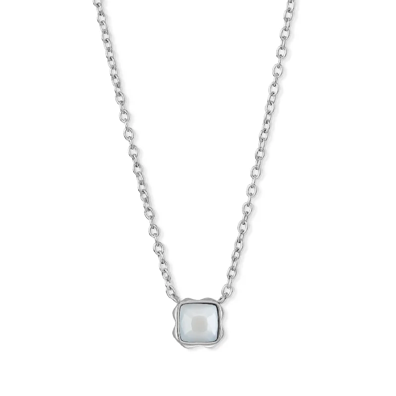 simple necklaces for women -Coeur De Lion April Birthstone White Quartz Necklace