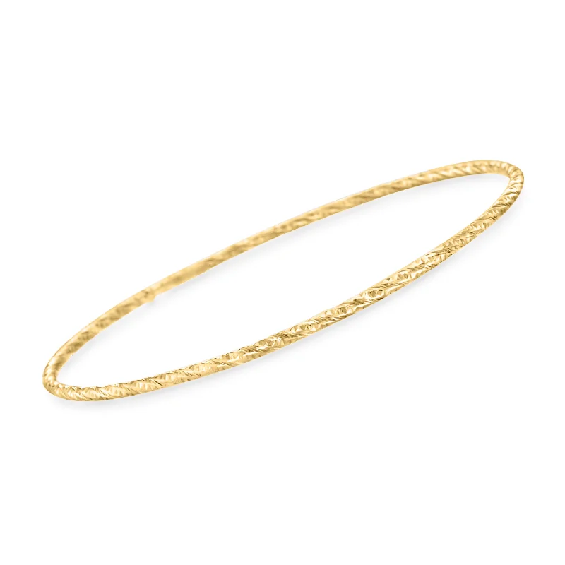 Ross-Simons Italian 14kt Yellow Gold Textured Bangle Bracelet