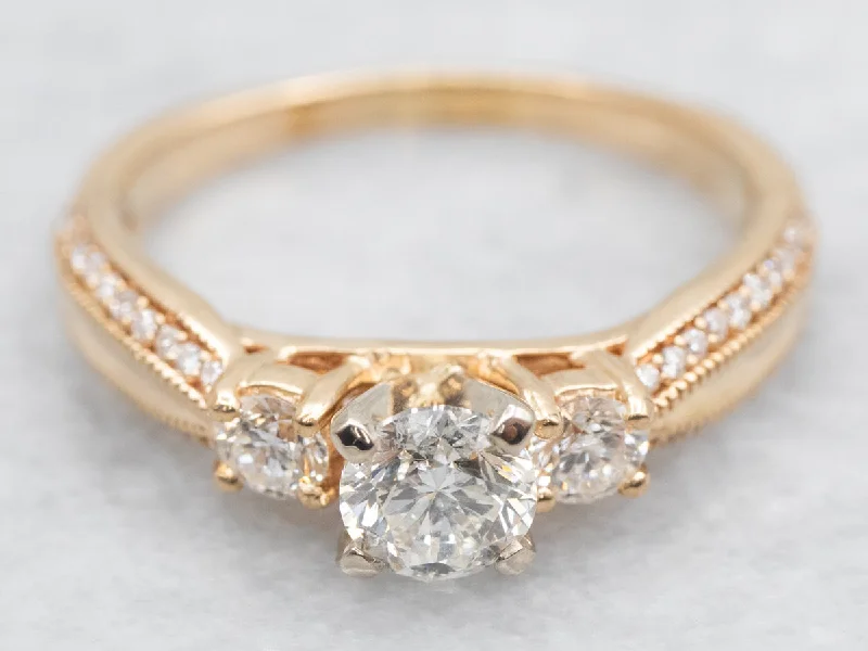 stylish engagement rings for women -Gold Diamond Engagement Ring