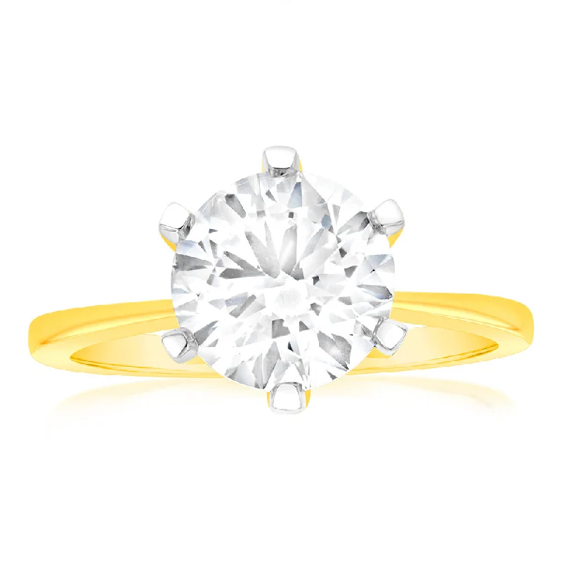 large solitaire engagement rings -Luminesce Lab Grown 3 Carat Certified Engagement Ring in 18ct Yellow Gold