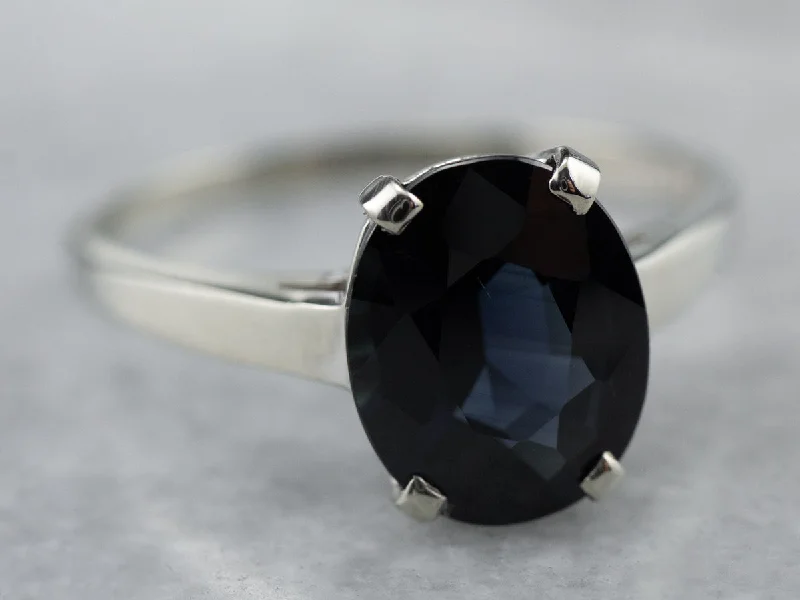 alternative gemstone engagement rings -Sapphire White Gold Solitaire Engagement Ring