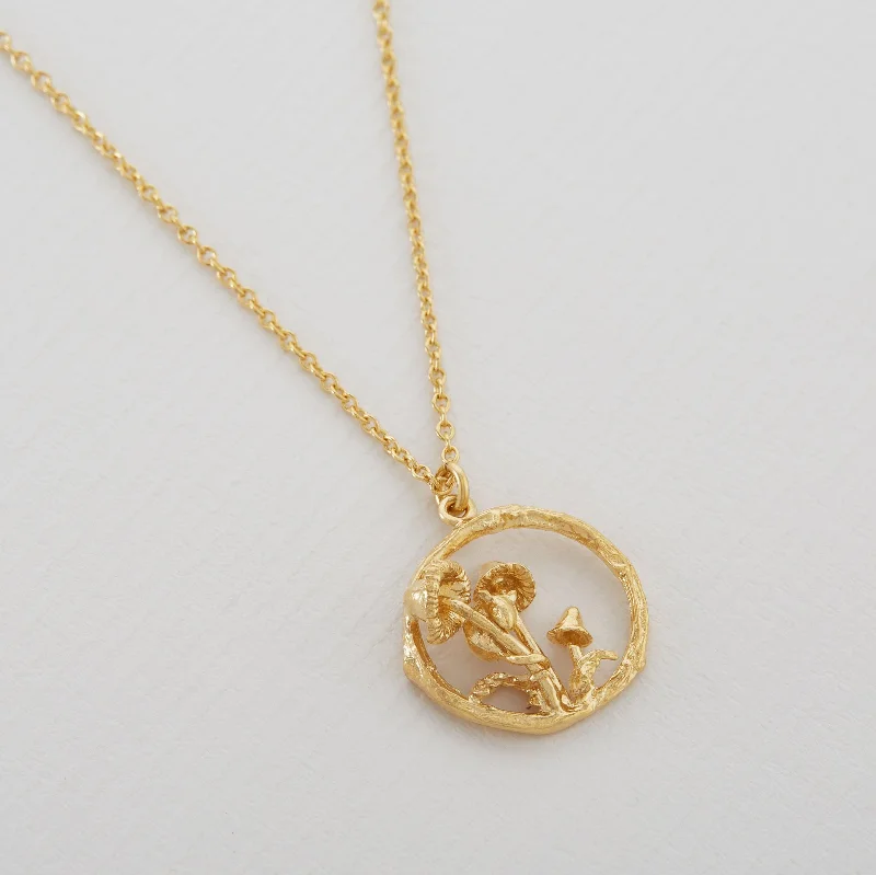 luxury diamond necklaces for women -Alex Monroe 22ct Gold Vermeil Mushroom Patch Loop Necklace