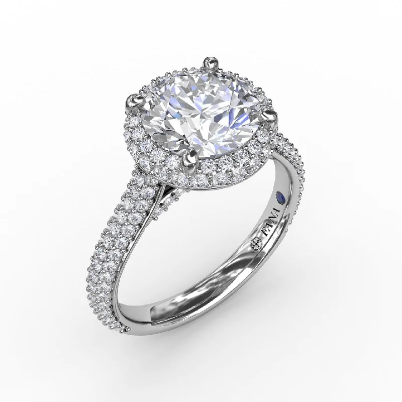 solitaire engagement rings for women -Seamless Pavé Diamond Double Halo Engagement Ring