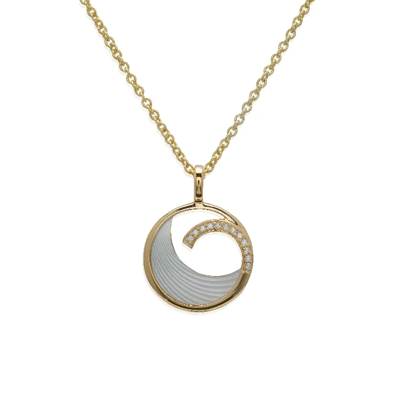 elegant gold necklaces for women -Unique & Co Yellow Gold and Mother of Pearl Necklace