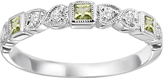 10K White Gold Peridot & Diamond Band