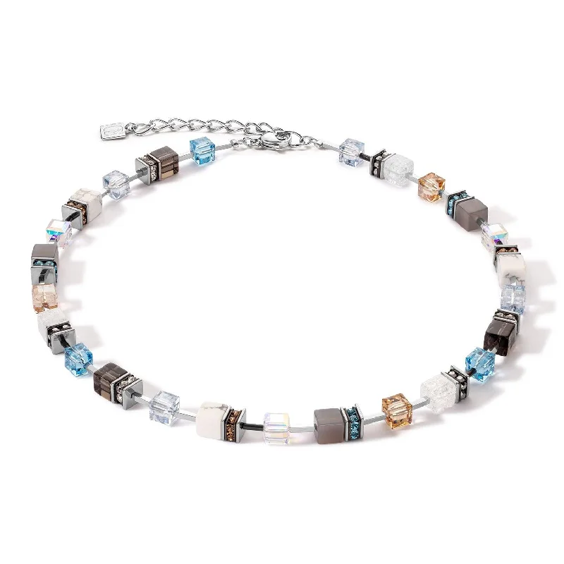 bridal shower necklaces for women -Coeur De Lion Aqua-Beige Iconic GeoCUBE® Necklace