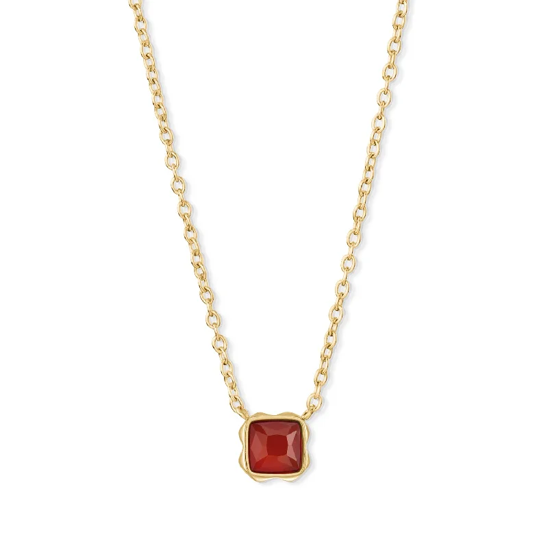 vintage necklaces for women -Coeur De Lion January Birthstone Gold Red Agate Necklace