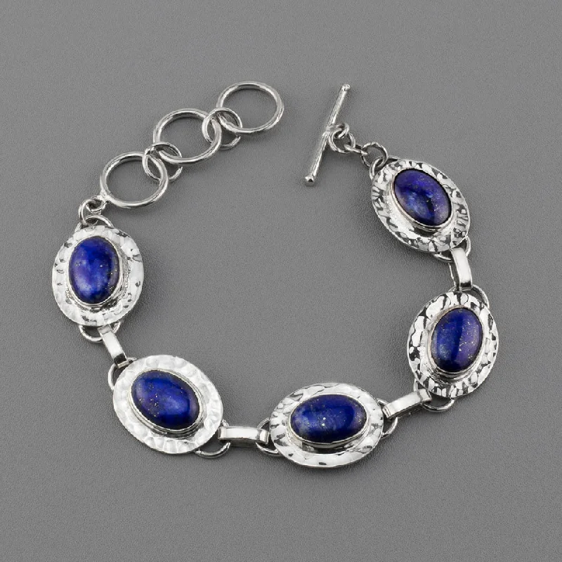 Sterling Silver and Genuine Lapis Lazuli Bracelet