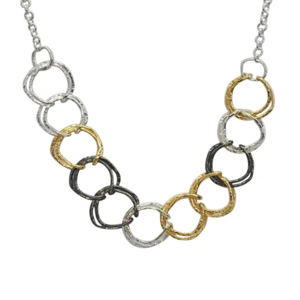 stylish modern necklaces for women -Organic Three Colour Circles Necklace