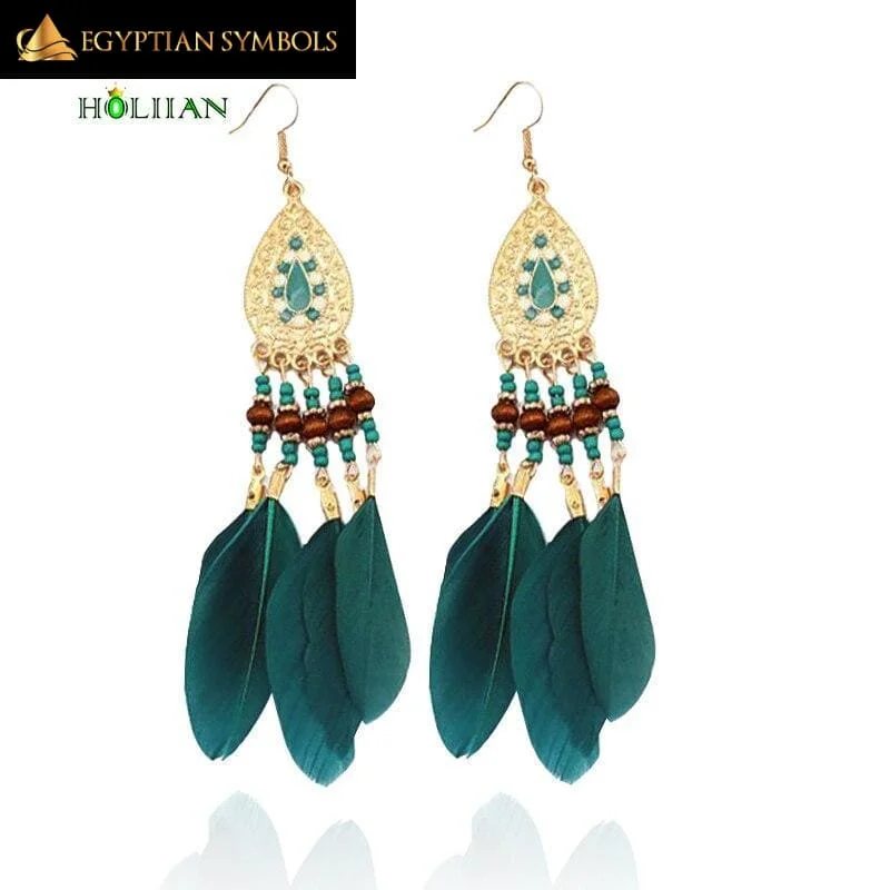 EGYPTIAN FEATHERED EARRINGS